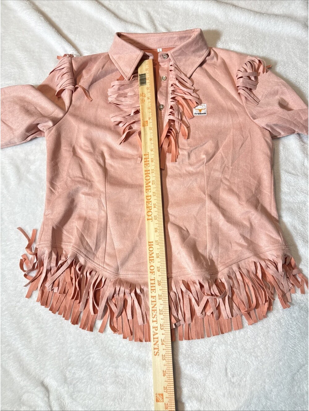 Freiheit Fringe Out Jacket Shirt sz L Pink Faux Suede (2133) - Picture 4 of 9